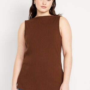Old Navy Ribbed Sleeveless Blouse in Warm Brown